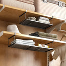 Uittrekbaar en Ophangbaar Metalen Opbergrek - Verstelbare Lengte 38 cm tot 70 cm - Perfect voor Keuken, Badkamer ,Kledingkasten Schoenenkast-zwart