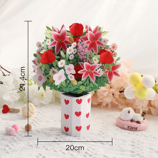 Betoverende 3D Pop-up Bloemenkaart - Een Magische Bloemenpracht-Compleet met Boodschapskaartje