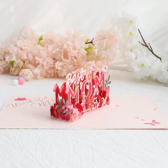 3D Bloemen Pop-up Wenskaart voor Moederdag - Inclusief Envel