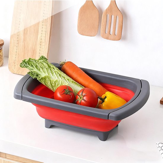 Opvouwbare wasbak, draagbare opvouwbare wasbak, afvoermand,