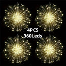 Solar Vuurwerk Lichtsnoer – 4 Stuks – 360 LED – Waterdicht – Warm Wit – Afstandsbediening – Binnen & Buiten