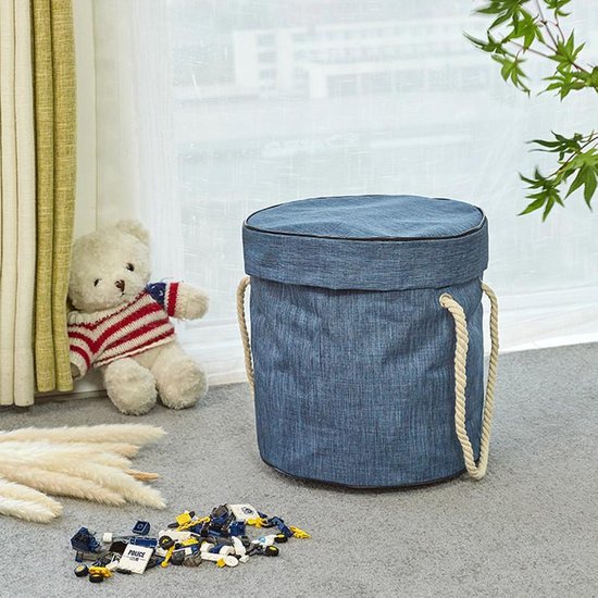 TDR - 2 in 1 Speelkleed Opbergmand - stevige stof - diameter kleed 1,5 meter - Blauw