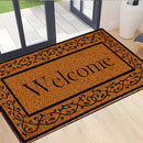 Kunststof Deurmat Welcome 60x80 cm – Kokoslook – Antislip PVC – Bruin – Rechthoekig – Voor binnen en buiten