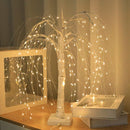 Stijlvolle LED Wilgenboom Lamp 50cm hoog met 7 modi-voor Woonkamer en Slaapkamer - Dual Power (USB & Batterij), Warm Wit Sfeerlicht, Energiezuinig & Veelzijdig Design-wit