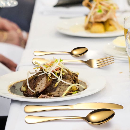 84-Delige Luxe Roestvrijstalen Bestekset voor 12 Personen - Inclusief Stijlvolle Opbergkoffer-goud
