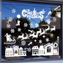 Kerst Raamstickers met Kerstdorp en Winterse Figuren - Herbr