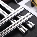 5 Paar Roestvrijstalen Vierkante Chinese Eetstokjes