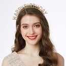 Happy Birthday Tiara en Sjerp-Met text "Birthday Queen"- Ideaal als Cadeau voor Verjaardagen-birthday diadeem-goud