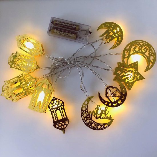 Merkloos Eid Mubarak LED Ramadan 10-lampjes 1.65m (batt)