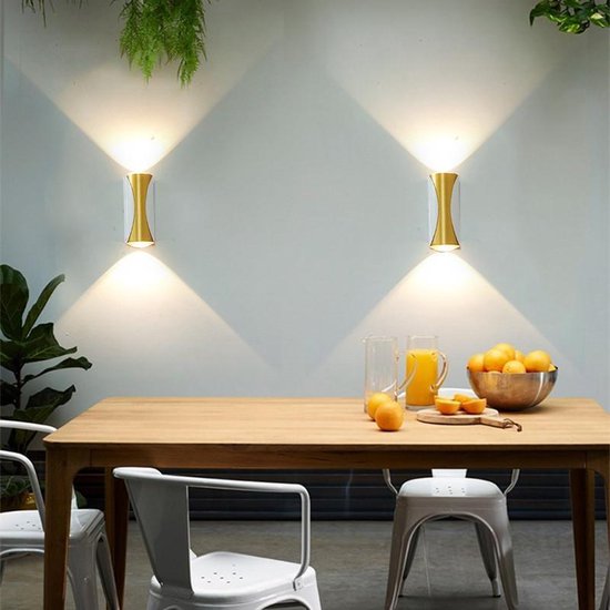 LED buitenwandlamp 12W Warmwitte licht -(wit plus goud)