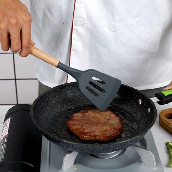 TDR - Kookgerei set met Houder 11-delig - Hout met Siliconen