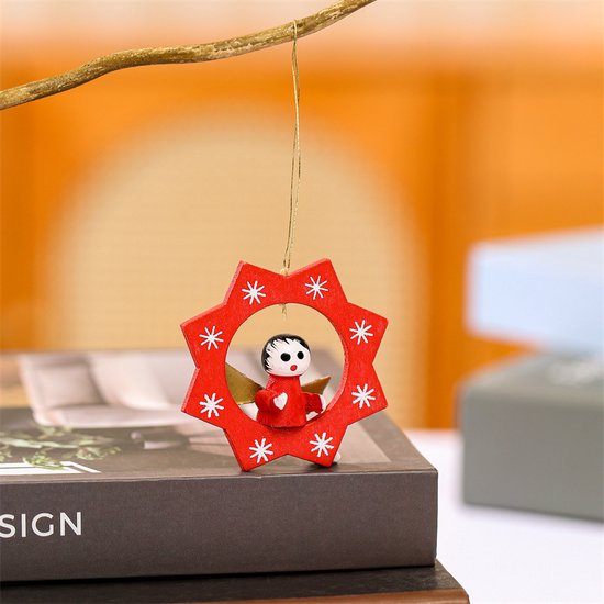 16 stuks Betoverende Houten Kersthangers – 2 Sets in Cadeaubox – Treinen & Speelse Figuren voor een Nostalgische Kerstsfeer