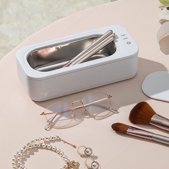 TDR - Mini ultrasoon reiniger - 360 graden reiniging, hoogfrequente trillingen, zonder schurende materialen of chemische middelen, licht van gewicht, waterreservoir met capaciteit van 350 ml