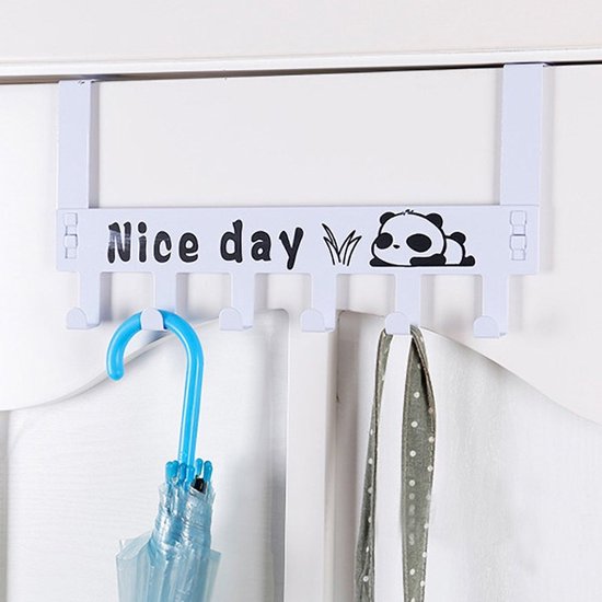 TDR-Deurkapstok Met 6 Haken-Deurhanger-Kapstok Hangend -wit