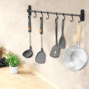 Ruimtebesparende Keukengerei Wandbeugel-keukengereihouder met 8haakjes-Aluminium Keukenrail -49.5CM-zwart