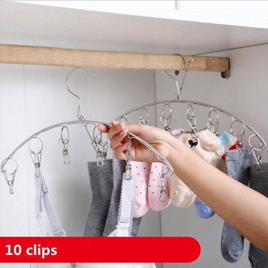 3x RVS Sokkenrek en Ondergoed Droger met 10 knijpers