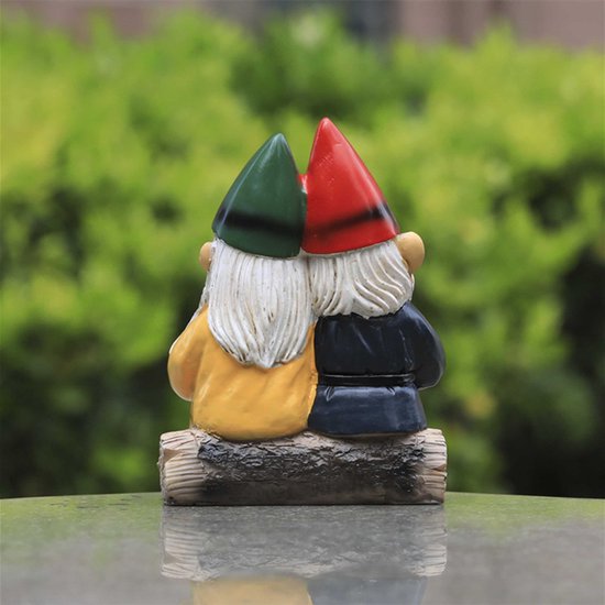 Romantische Kabouters met 'Forever' Hart - Charmante Tuindecoratie- Hars Tuinbeeldje10*6,5*13,5cm