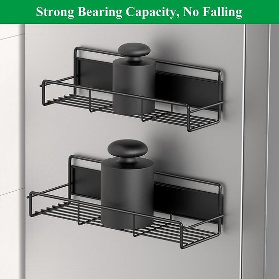 Magnetisch plankje met haak set van 2 zwart koelkast