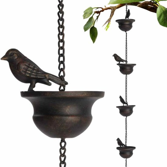 Vogel Regenketting – 240 cm – Bronzen Tuindecoratie