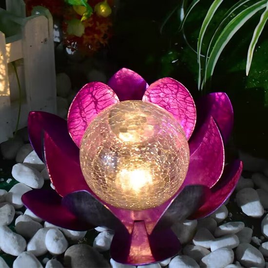 lotus tuinlamp op zonne-energie- Buitenverlichting met dagsensor-paars