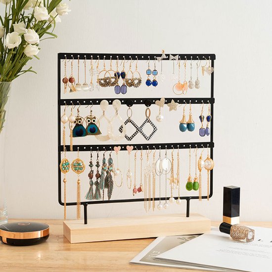 72 Gaatjes Oorbellenrek - 3 Niveaus - Duurzaam Metalen