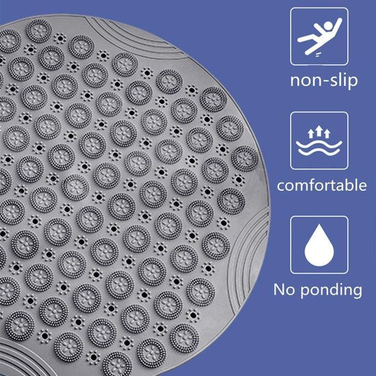 Antislip douchemat rond 55x55 cm grijs