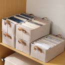 2 stuks Duurzame Katoen-Linnen Opbergbox met Stalen Frame - 25L - Opvouwbaar en Stapelbaar - Ideaal voor Kleding en Speelgoedopslag 47x29x19 cm