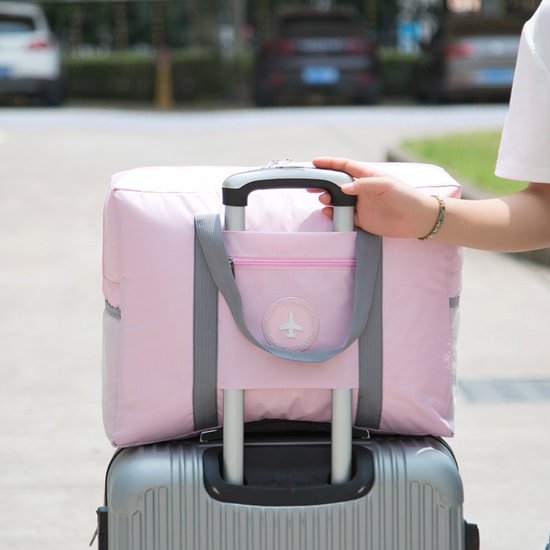 2stuks Multifunctionele Opvouwbare Reistas -Waterdicht& Duurzaam- Ideaal voor Handbagage & Weekenduitjes-roze