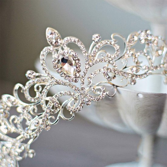 Betoverende Diadeem Kroon met Zijdelingse Kammen - Schitterend Accessoire voor Speciale Gelegenheden-zilver