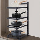 4 Lagen Verstelbaar Pannenrek van Premium Koolstofstaal - Ruimtebesparend, Multifunctioneel & Stevig - Perfect voor Potten, Pannen & Keukengerei-zwart