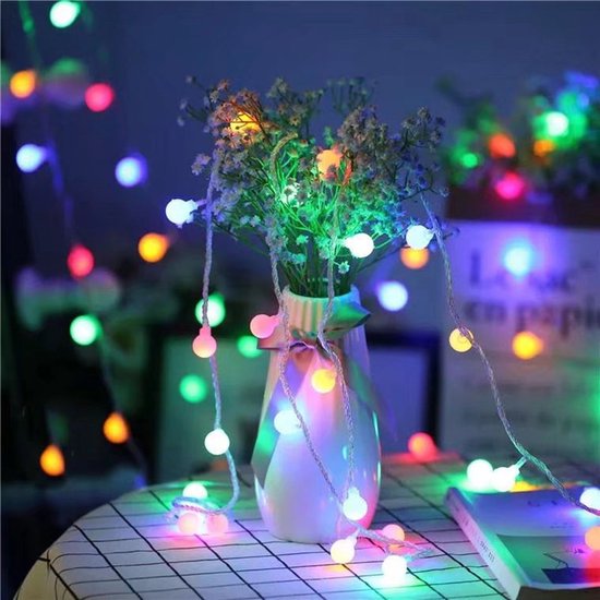 Magische LED Sfeerverlichting - Kleurrijke Balverlichting voor Camping en Tuin- 10m, 80 Multicolor Lampjes-2 modi