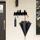 Bos Silhouette Sleutelrek – 5 Metalen Haken – Wandmontage