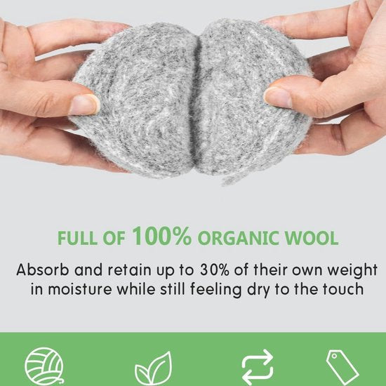 Unikorf 6-delige Wol Drogerballen, Grijs - 40% Sneller, Hypo