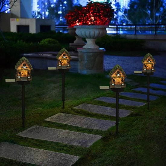 Solar Tuinverlichting - Welkomstlicht Houten Huisje - Bruin