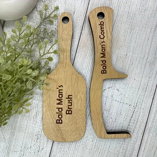 Grappige Kale Mannen Kam en Borstel Set – 17 cm Kam & 19,5 c
