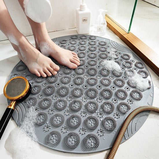 TDR-Antislip mat - 55x55CM - Rond - Grijs - Badmat badkamer - Douchemat - Badkamermat - Antislipmat voor douche