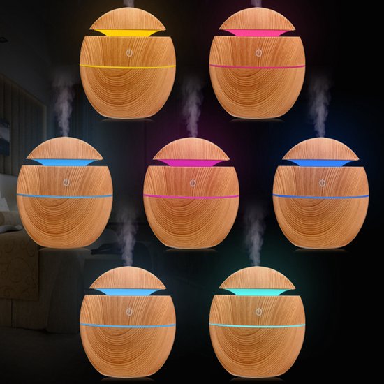 Luchtbevochtiger met Aromatherapie en LED, Licht Houtskleur
