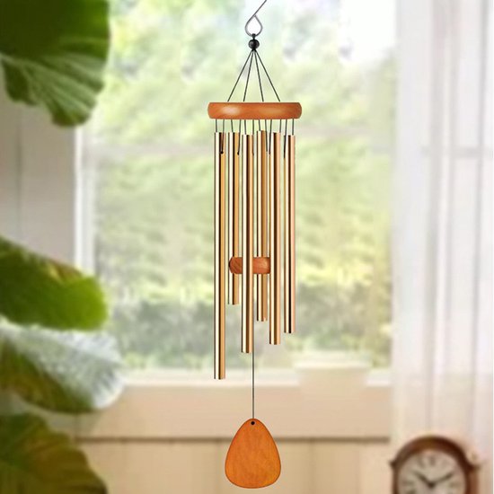 Waterdichte aluminium windgong voor buiten, goudkleurig, 65 cm lang