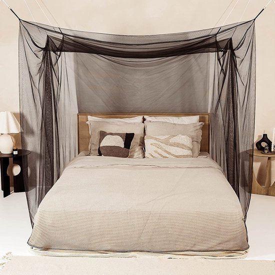 Vierkante klamboe 4 deuren zwart 210x240x190 cm