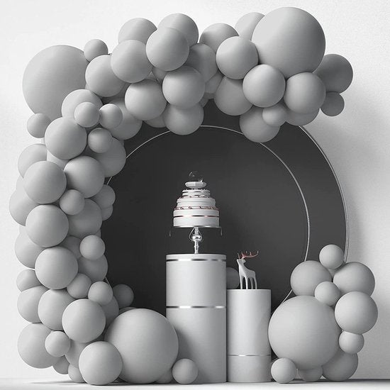 86-delige Macaron Ballonnenset - Ballonnenboog - Grijs