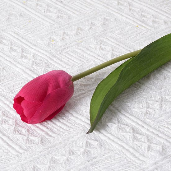 10x Realistische Rozerode Kunsttulpen - Duurzaam & Onderhoud