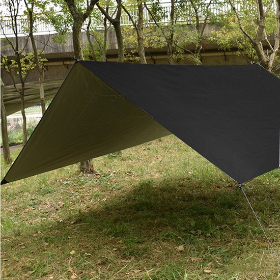 Outdoor Draagbaar Zonnescherm Met Opbergtas - Waterdicht - Tarps voor Kamperen 300 *300cm - 3-4 Personen -zwart