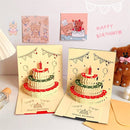 Unikorf 3D pop-up verjaardagskaart: taart&opname 14.4x14.4cm