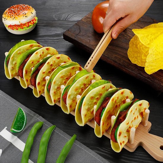 Luxe Bamboe Tacohouder met Tang voor 8 Taco's