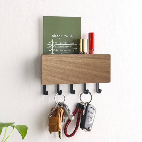 Sleutelrekje - Bamboo met donker hout - 19 x 3 x 7 cm