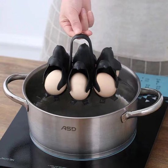 Pinguïn eirhouder met opvallend design-eierkoker-zwart