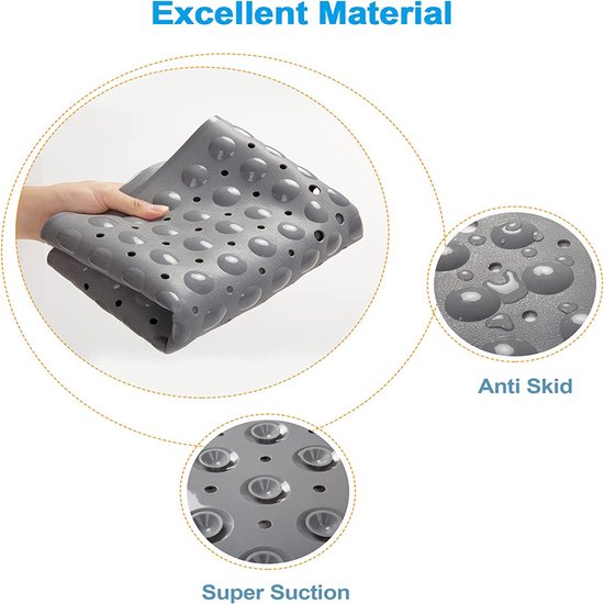 Verlengde PVC Antislip Badmat-Stevige Zuignappen - Duurzaam en Gemakkelijk te Reinigen100*40CM-grijs