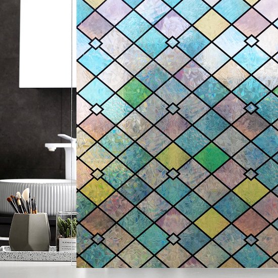 Milieuvriendelijke PVC Glasfolie - Kleurrijk Ruitjespatroon