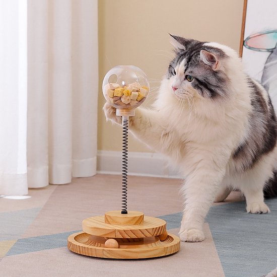Massief houten draaitafel kattenspeelgoed -Verbeter het jachtinstinct en voedingsgewoonten