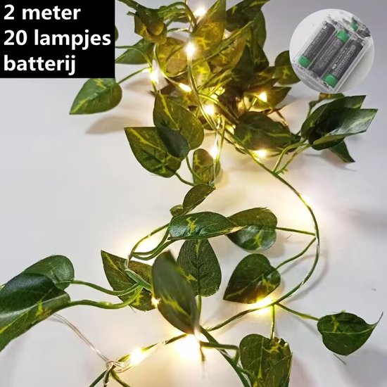 Merkloos Bladwijnstok LED-snoer 2m 20 lampjes op batterij